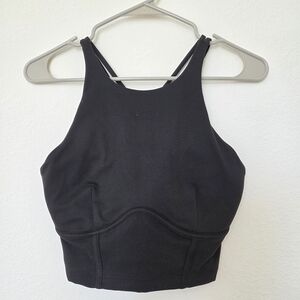 POPFLEX Stunning Black Activewear Sports Bra Razerback Strappy Size S